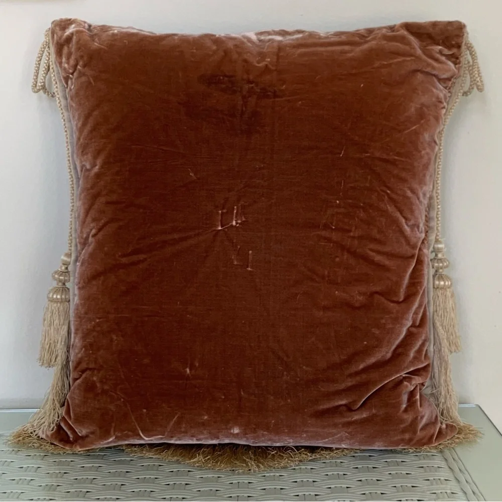 Antique Hand Beaded Angel & Cherub Decorative Throw Pillow